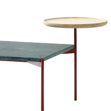 Plateau med bricka soffbord - marmor brun-svart stativ-bricka i ask-60x60 - Adea