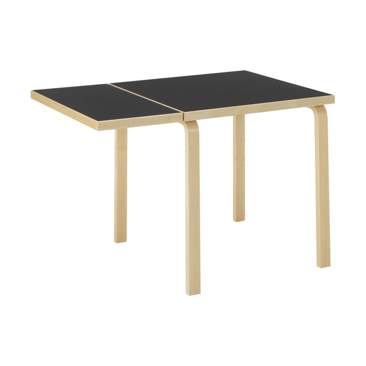 Aalto Table foldable DL81C matbord - Top black linoleum-natural lacquered - Artek