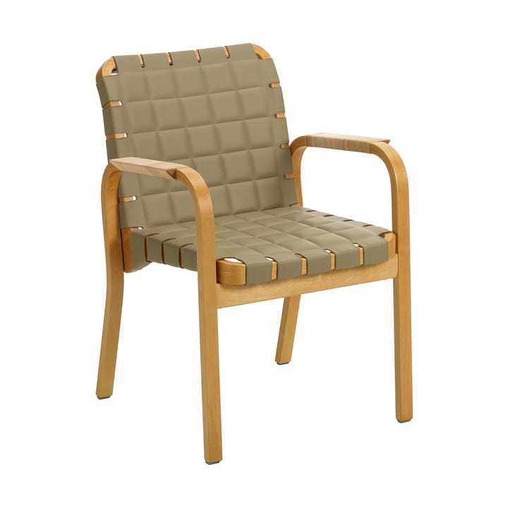 Armchair 45 fåtölj honungsbetsad björk, Leather Spectrum Leaf 30168 Artek