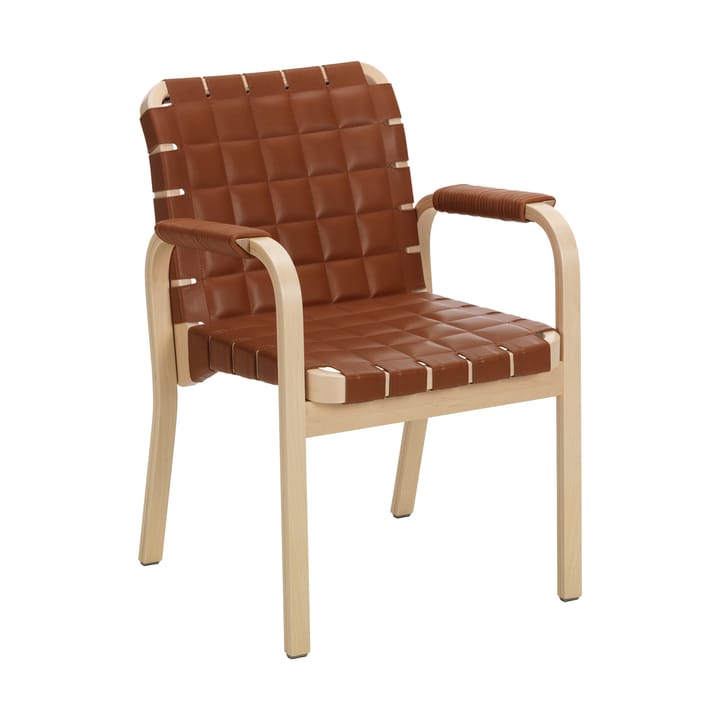 Armchair 45 fåtölj lackerad björk, Leather Prestige Cognac 40680 Artek