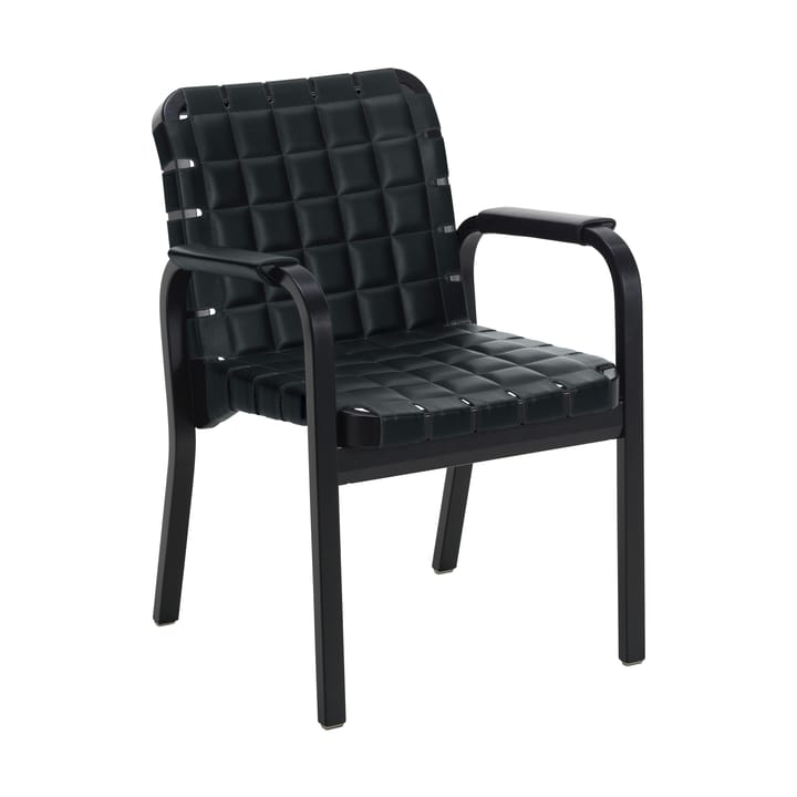 Armchair 45 fåtölj lackerad björk, Leather Wrap Black 40672 Artek