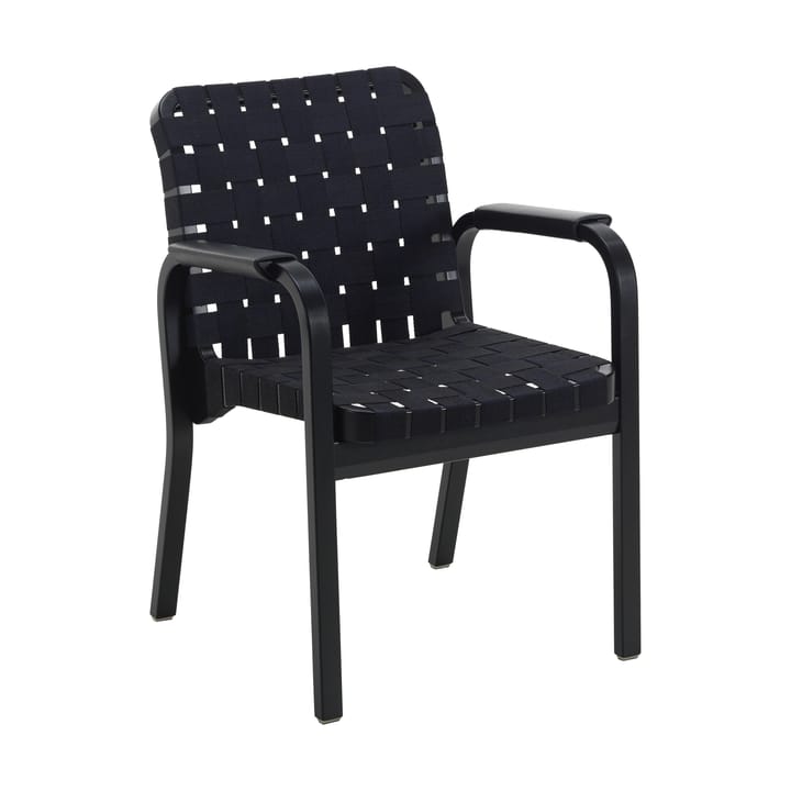 Armchair 45 fåtölj lackerad björk - Webbing black/blue - Artek