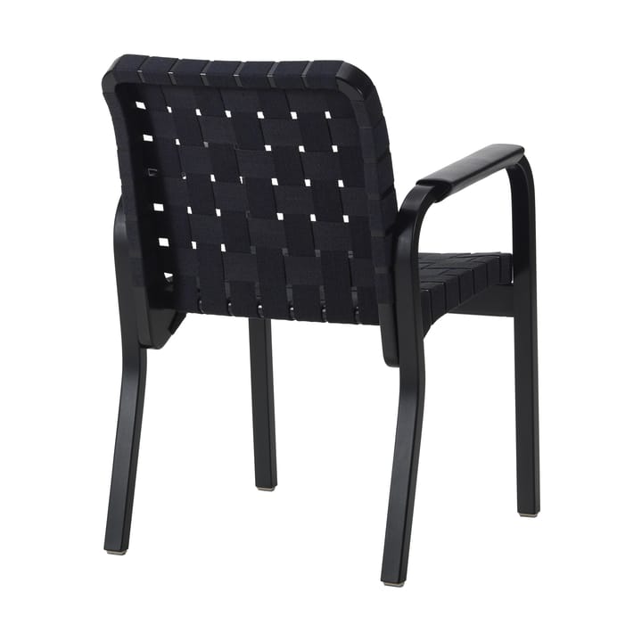 Armchair 45 fåtölj lackerad björk, Webbing black/blue Artek