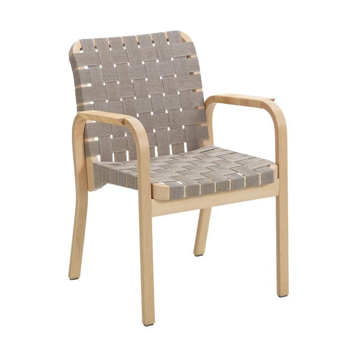 Armchair 45 fåtölj lackerad björk, Webbing natural/black Artek