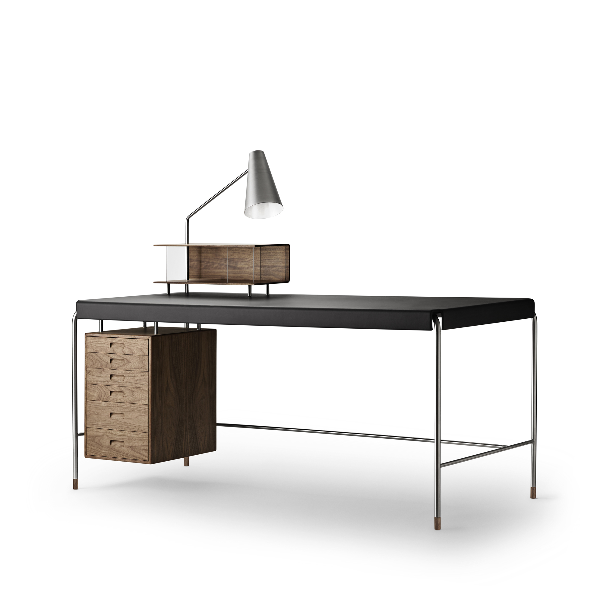 AJ52 Society Table skrivbord Lackad valn t inkl. belysning 140 cm