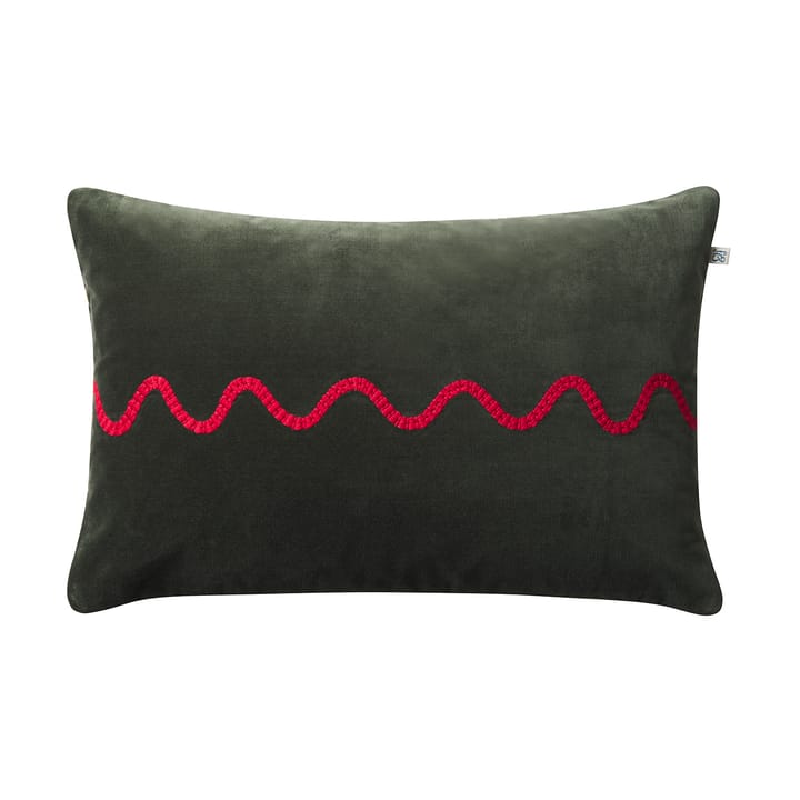 Natu kuddfodral 40x60 cm - Forest green-red - Chhatwal & Jonsson