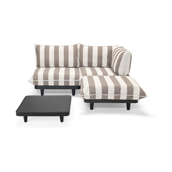 Paletti set medium soffa 3-sits höger inkl bord, Stripe cacao Fatboy