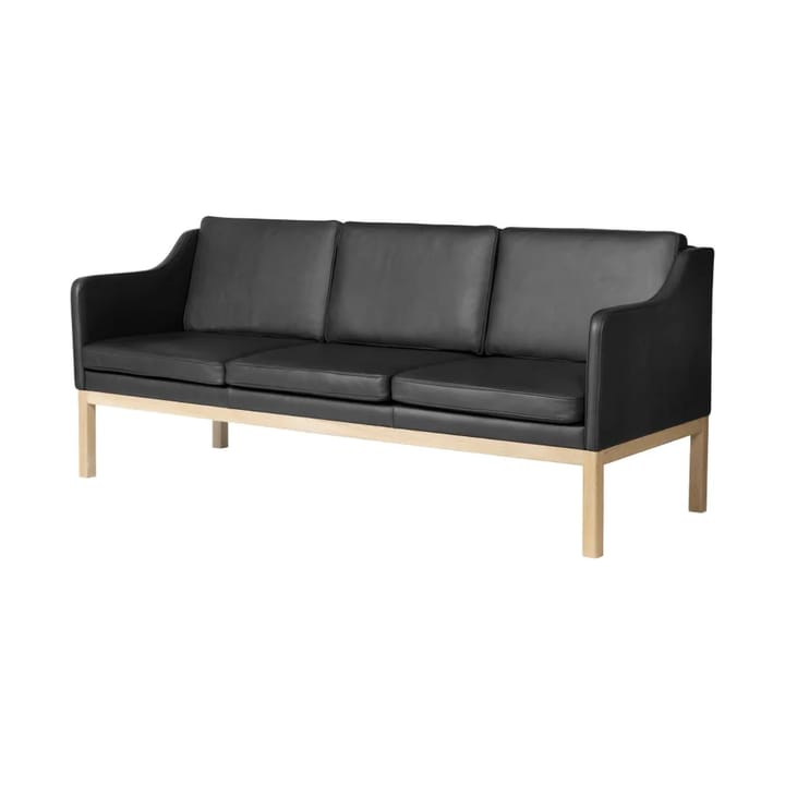 MK46 Mogens Koch 3-sits soffa, Lacquered oak-black leather FDB Møbler