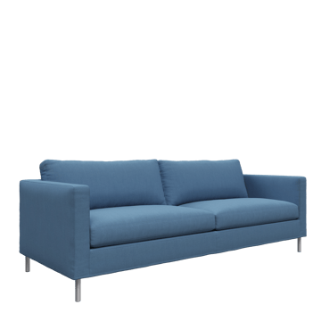 Alex 2,5-sits soffa - tyg noah 45 blue, aluminiumben - Fogia