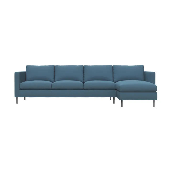 Alex 3-sits soffa chaise lounge höger - Tyg Hiro Light Blue-aluminiumben - Fogia