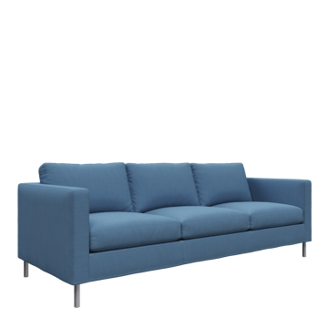 Alex 3-sits soffa - tyg noah 45 blue, aluminiumben - Fogia