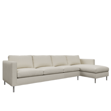 Alex soffa 3-sits med divan - noah 07 light beige-aluminiumben - Fogia