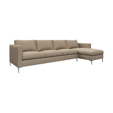 Alex soffa 3-sits med divan - noah 08 dark beige-aluminiumben - Fogia