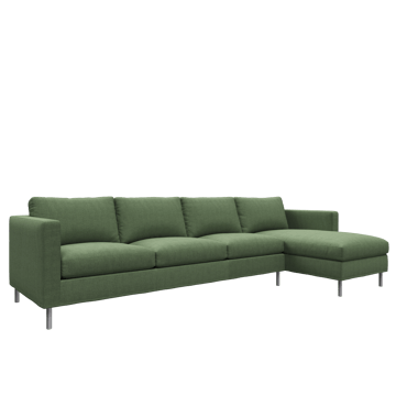 Alex soffa 3-sits med divan - noah 38 dark green-aluminiumben - Fogia