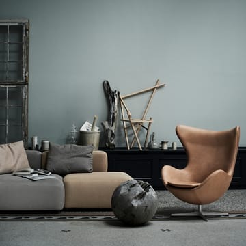 Ägget 3316 fåtölj - Leather aura black brown-steel - Fritz Hansen