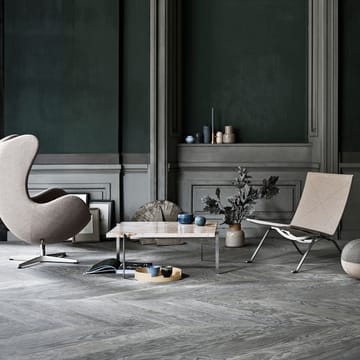 Ägget 3316 fåtölj - Leather aura black brown-steel - Fritz Hansen