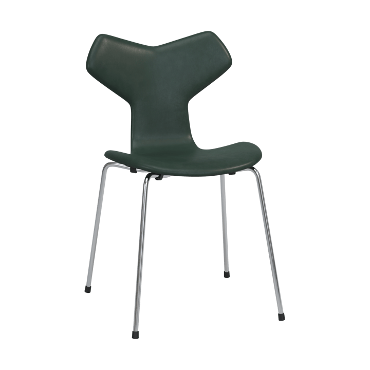 Grand Prix 3130 helklädd stol - Pure Forest green-chrome - Fritz Hansen