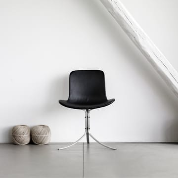 PK9 stol - Leather aura black-steel - Fritz Hansen