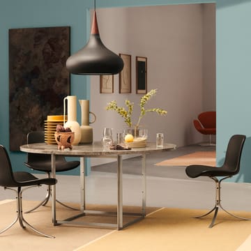 PK9 stol - Leather aura black-steel - Fritz Hansen