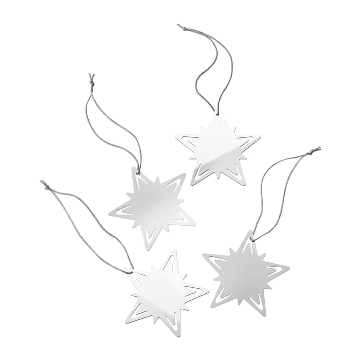 Classic christmas star presentdekoration 4-pack, Silver Georg Jensen