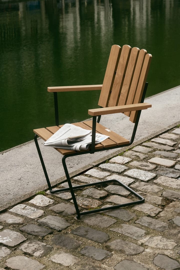 A2 fåtölj, Obehandlad teak-svart Grythyttan Stålmöbler