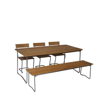 Bänk 9 bänk - Teak-170 cm-varmförzinkad - Grythyttan Stålmöbler