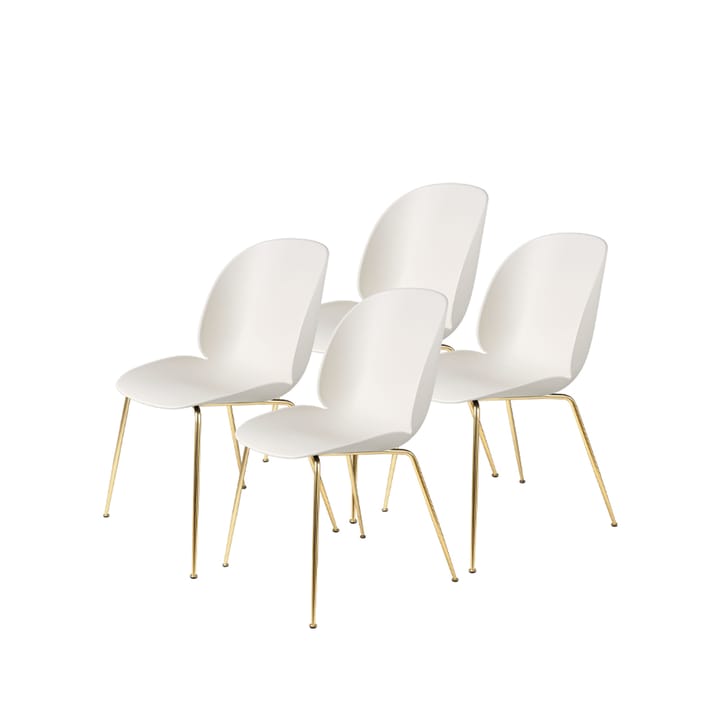 Beetle stol 4-pack, Alabaster white-mässingsstativ GUBI