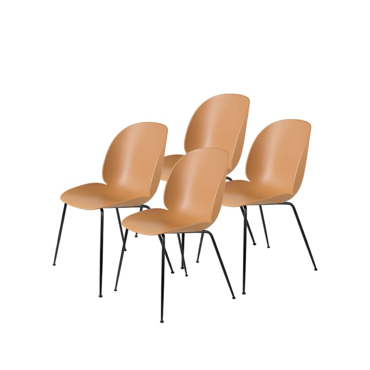 Beetle stol 4-pack - amber brown, svart stålstativ - GUBI