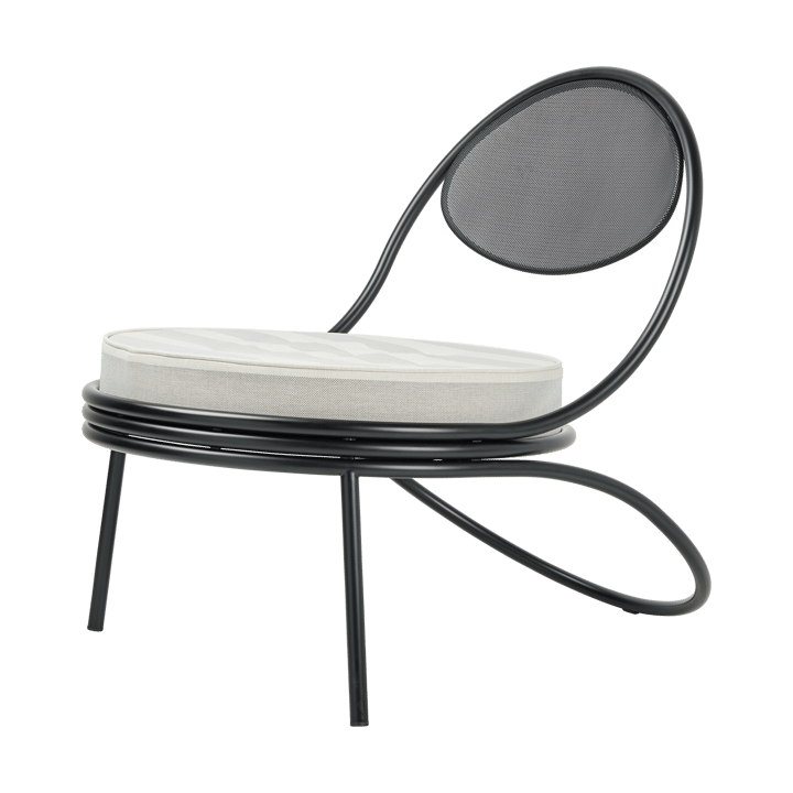 Copacabana Outdoor Lounge Chair klädd sits - Leslie stripe limonta 020-svarta ben - GUBI