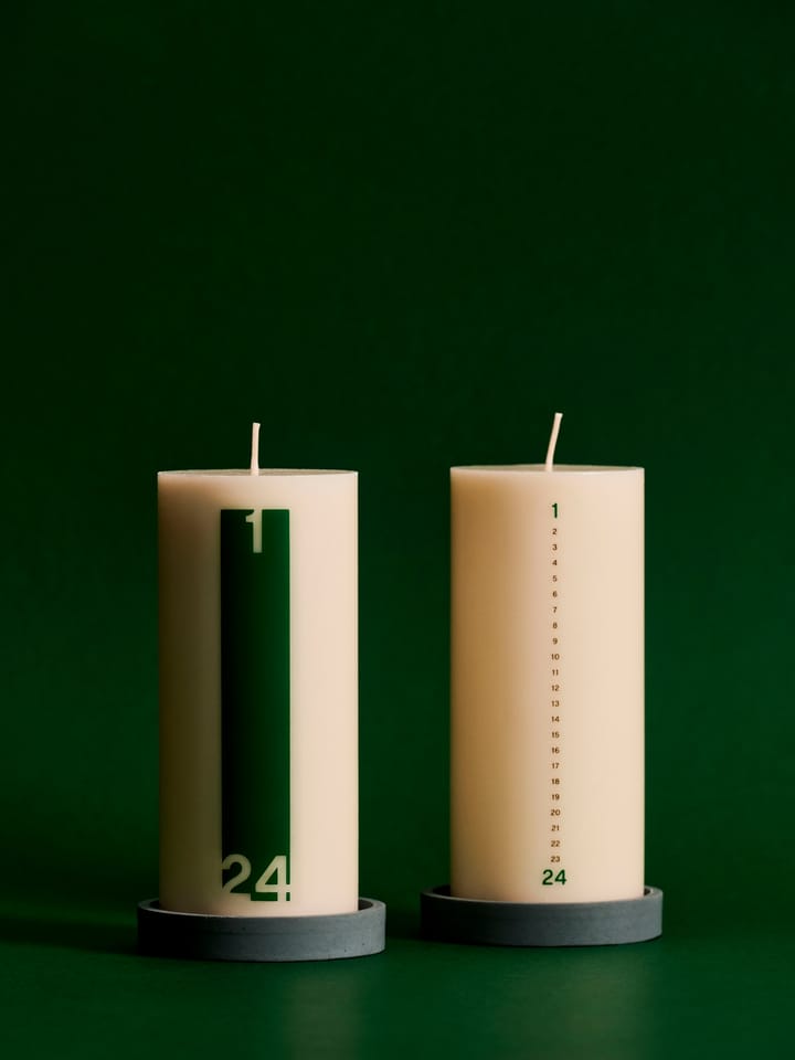 Calendar ljus och ljuslykta 6,8 cm, Delicate Off white-black-green HAY