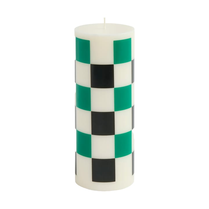 Column Candle blockljus medium 20 cm - Off white-green-black check - HAY