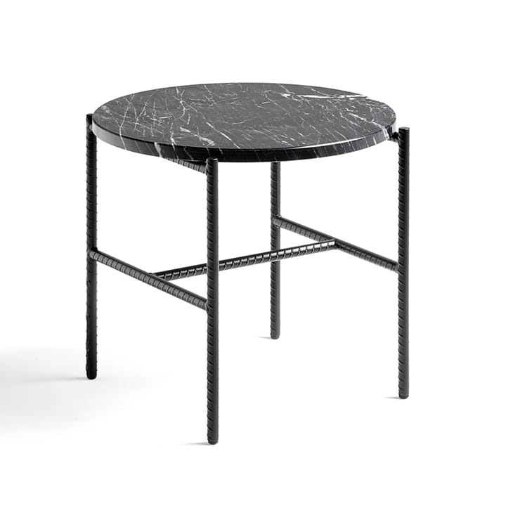 Rebar sidobord Ø45 cm - Black marble-black - HAY