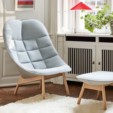 Uchiwa Quilt loungefåtölj - 307-201 grey-svart ek-svart läder - HAY