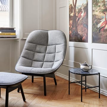 Uchiwa Quilt loungefåtölj - 307-201 grey-svart ek-svart läder - HAY