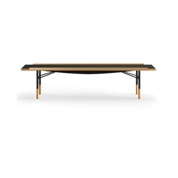 Table bänk mässingkant 112 cm - Ek-svart laminat-svarta ben - House of Finn Juhl