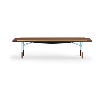 Table bänk mässingkant 112 cm - Valnöt-blå ben - House of Finn Juhl