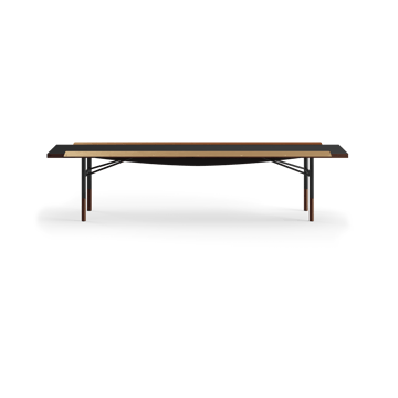 Table bänk mässingkant 170 cm - Valnöt-svart laminat-svarta ben - House of Finn Juhl