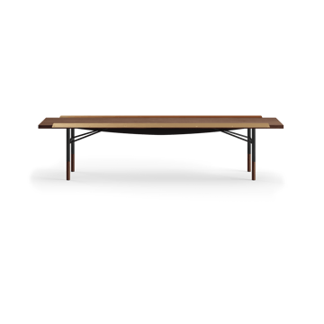 Table bänk mässingkant 225 cm - Valnöt-svarta ben - House of Finn Juhl