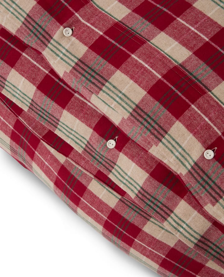 Checked cotton flannel bäddset, Röd-beige-grön-vit Lexington