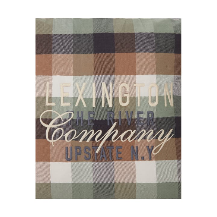 Checked Cotton Flannel Logo kuddfodral 50x50 cm, Beige Lexington