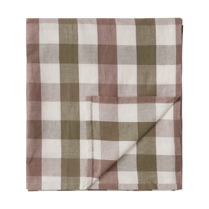 Checked Cotton Linen bordsduk 150x250 cm - Olive - Lexington