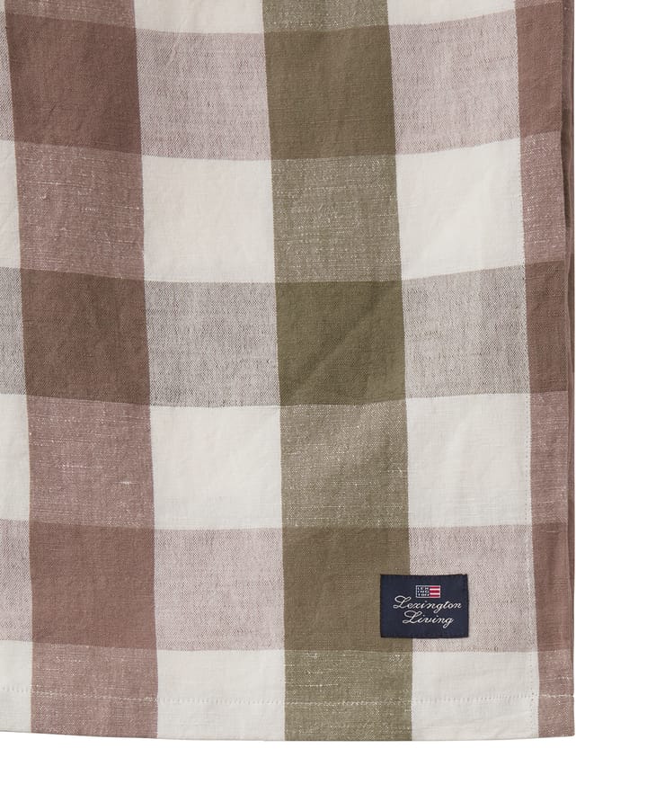 Checked Cotton Linen bordsduk 180x180 cm - Olive - Lexington