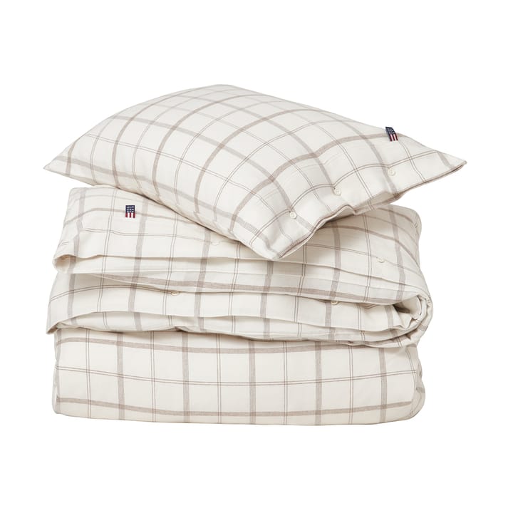 Checked Flannel bäddset 220x220 cm - White-brown - Lexington