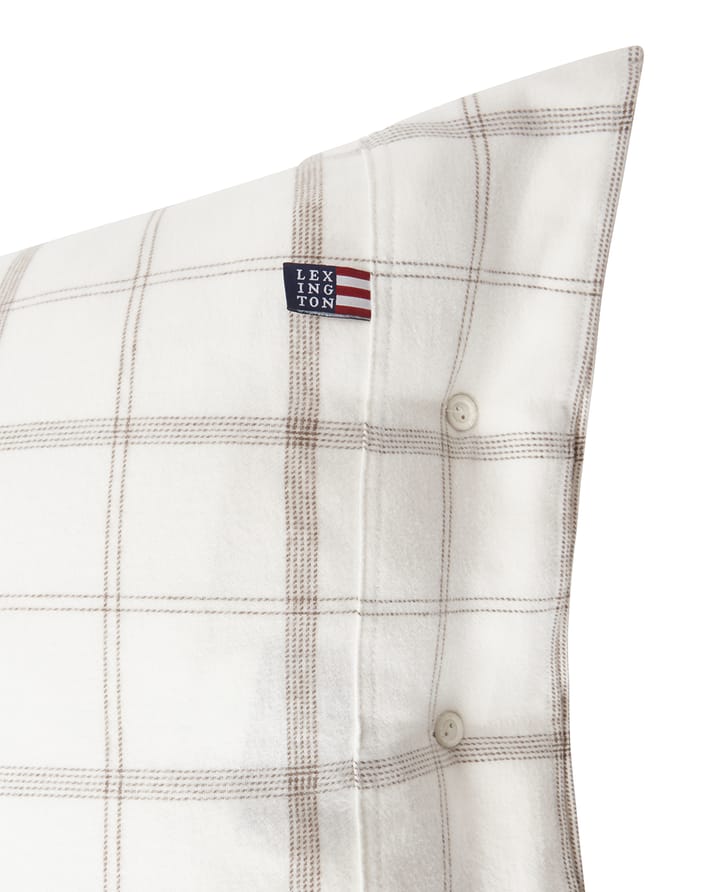 Checked Flannel örngott 50x90 cm - White-brown - Lexington