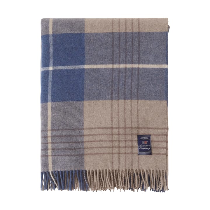 Checked Recycled Wool pläd 130x170 cm - Denim blue-beige - Lexington