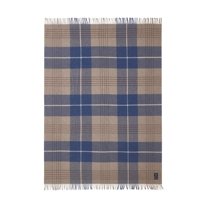 Checked Recycled Wool pläd 130x170 cm - Denim blue-beige - Lexington