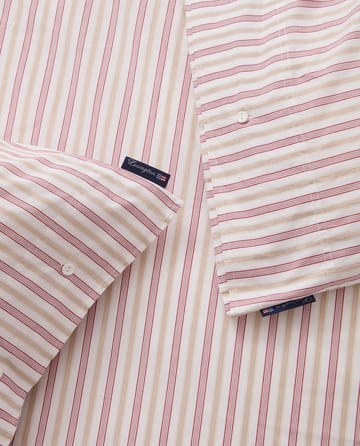 Dobby striped cotton poplin bäddset - Röd-beige-vit - Lexington