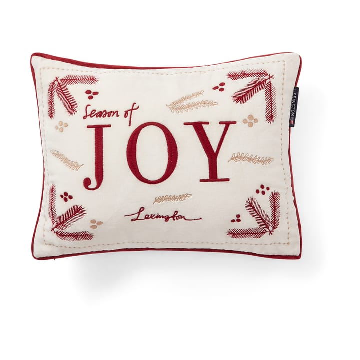 Joy organic cotton velvet kudde 30x40 cm, Vit-röd Lexington