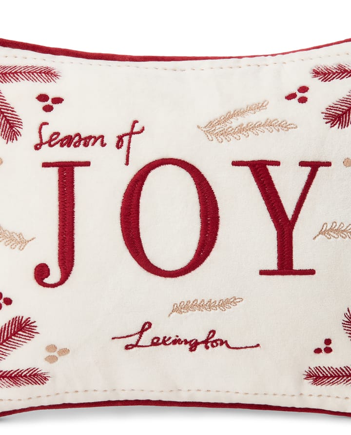 Joy organic cotton velvet kudde 30x40 cm, Vit-röd Lexington