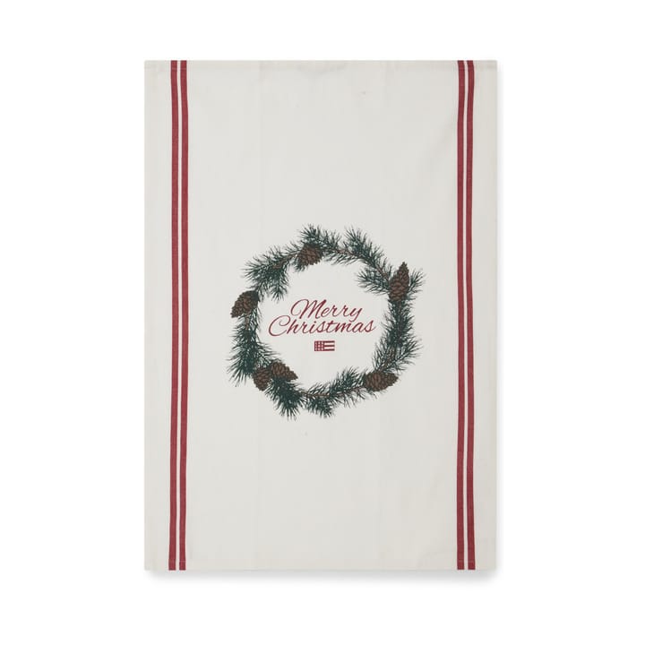 Merry Christmas Org Cotton kökshandduk 50x70 cm - White-red-green - Lexington